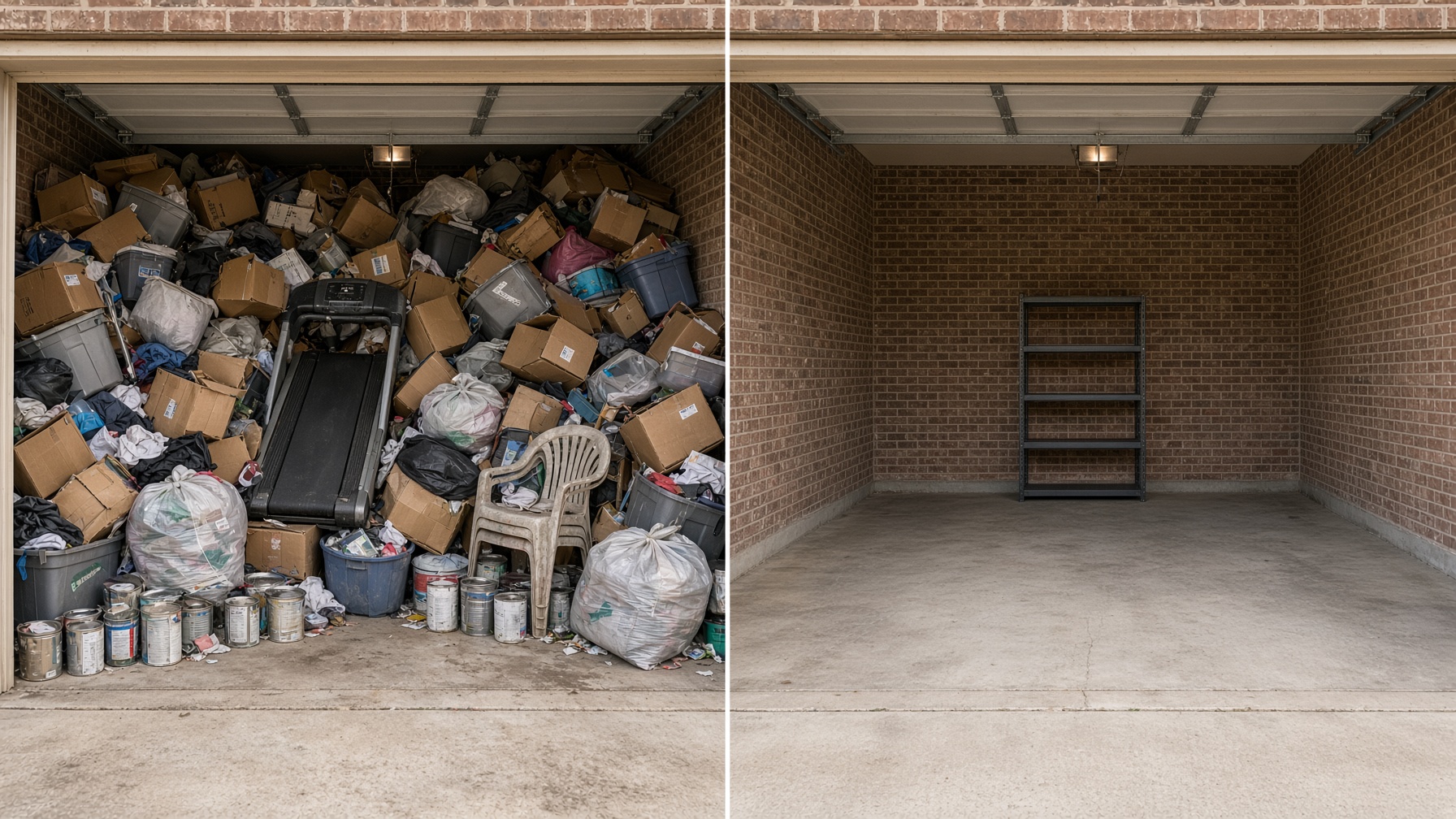 Garage before and after a cleanout